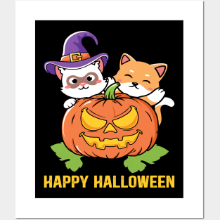 Funny Cat Halloween Pumpkin Posters and Art